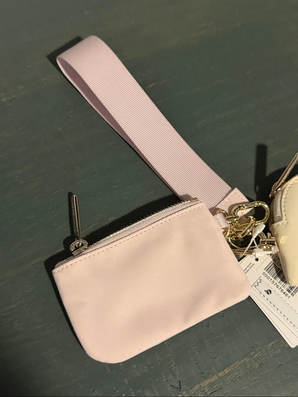 NWT lululemon athletica Pink & Cream Keychain Card Holder Set with Wrist Strap